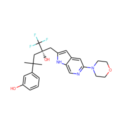 CC(C)(C[C@](O)(Cc1cc2cc(N3CCOCC3)ncc2[nH]1)C(F)(F)F)c1cccc(O)c1 ZINC000299841315