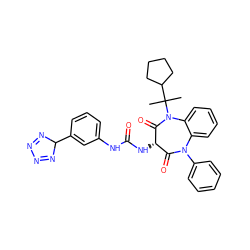 CC(C)(C1CCCC1)N1C(=O)[C@@H](NC(=O)Nc2cccc(C3N=NN=N3)c2)C(=O)N(c2ccccc2)c2ccccc21 ZINC000027185606