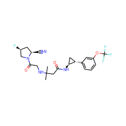 CC(C)(CC(=O)N[C@H]1C[C@@H]1c1cccc(OC(F)(F)F)c1)NCC(=O)N1C[C@@H](F)C[C@H]1C#N ZINC000040867128