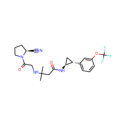 CC(C)(CC(=O)N[C@H]1C[C@@H]1c1cccc(OC(F)(F)F)c1)NCC(=O)N1CCC[C@H]1C#N ZINC000040915172