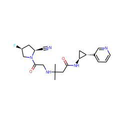 CC(C)(CC(=O)N[C@H]1C[C@@H]1c1cccnc1)NCC(=O)N1C[C@@H](F)C[C@H]1C#N ZINC000040915011