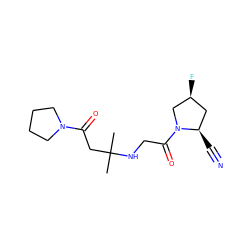 CC(C)(CC(=O)N1CCCC1)NCC(=O)N1C[C@@H](F)C[C@H]1C#N ZINC000043207516