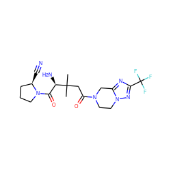 CC(C)(CC(=O)N1CCn2nc(C(F)(F)F)nc2C1)[C@H](N)C(=O)N1CCC[C@H]1C#N ZINC000084899137