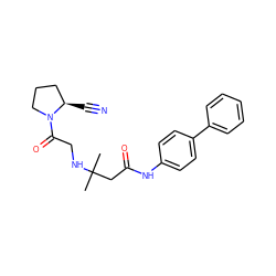 CC(C)(CC(=O)Nc1ccc(-c2ccccc2)cc1)NCC(=O)N1CCC[C@H]1C#N ZINC000036310879