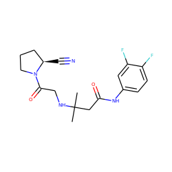 CC(C)(CC(=O)Nc1ccc(F)c(F)c1)NCC(=O)N1CCC[C@H]1C#N ZINC000036310869