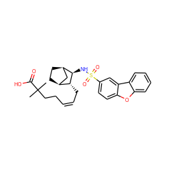 CC(C)(CC/C=C\C[C@@H]1[C@H]2CC[C@H](C2)[C@H]1NS(=O)(=O)c1ccc2oc3ccccc3c2c1)C(=O)O ZINC000013521336