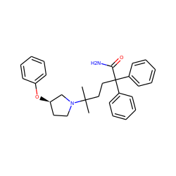 CC(C)(CCC(C(N)=O)(c1ccccc1)c1ccccc1)N1CC[C@@H](Oc2ccccc2)C1 ZINC000034984450