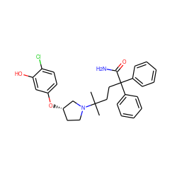 CC(C)(CCC(C(N)=O)(c1ccccc1)c1ccccc1)N1CC[C@H](Oc2ccc(Cl)c(O)c2)C1 ZINC000073139295