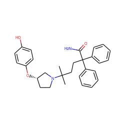 CC(C)(CCC(C(N)=O)(c1ccccc1)c1ccccc1)N1CC[C@H](Oc2ccc(O)cc2)C1 ZINC000073138823