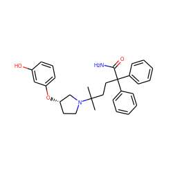 CC(C)(CCC(C(N)=O)(c1ccccc1)c1ccccc1)N1CC[C@H](Oc2cccc(O)c2)C1 ZINC000034872896