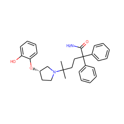 CC(C)(CCC(C(N)=O)(c1ccccc1)c1ccccc1)N1CC[C@H](Oc2ccccc2O)C1 ZINC000073138820