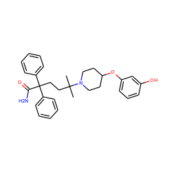 CC(C)(CCC(C(N)=O)(c1ccccc1)c1ccccc1)N1CCC(Oc2cccc(O)c2)CC1 ZINC000034984566