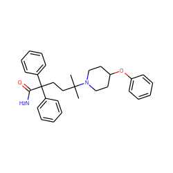 CC(C)(CCC(C(N)=O)(c1ccccc1)c1ccccc1)N1CCC(Oc2ccccc2)CC1 ZINC000034984565