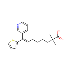 CC(C)(CCCC/C=C(\c1cccnc1)c1cccs1)C(=O)O ZINC000026744450