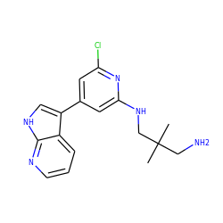 CC(C)(CN)CNc1cc(-c2c[nH]c3ncccc23)cc(Cl)n1 ZINC000063539659