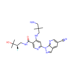 CC(C)(CN)CNc1cc(-n2ncc3cc(C#N)cnc32)ncc1C(=O)NC[C@@H](F)C(C)(C)O ZINC001772597644