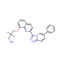 CC(C)(CN)COc1cccc2ccc(-c3nnc4ccc(-c5ccccc5)cn34)nc12 ZINC000096175032