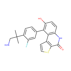 CC(C)(CN)c1ccc(-c2c(O)ccc3[nH]c(=O)c4sccc4c23)cc1F ZINC000150161168