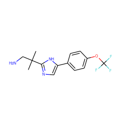 CC(C)(CN)c1ncc(-c2ccc(OC(F)(F)F)cc2)[nH]1 ZINC001772581232