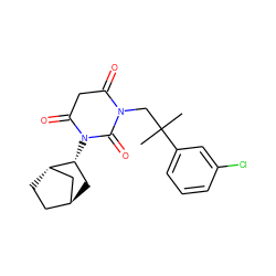 CC(C)(CN1C(=O)CC(=O)N([C@@H]2C[C@H]3CC[C@H]2C3)C1=O)c1cccc(Cl)c1 ZINC000299849157