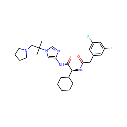 CC(C)(CN1CCCC1)n1cnc(NC(=O)[C@@H](NC(=O)Cc2cc(F)cc(F)c2)C2CCCCC2)c1 ZINC000071341987