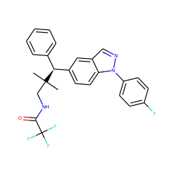 CC(C)(CNC(=O)C(F)(F)F)[C@@H](c1ccccc1)c1ccc2c(cnn2-c2ccc(F)cc2)c1 ZINC000096283856