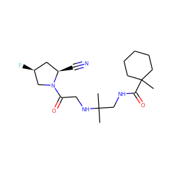 CC(C)(CNC(=O)C1(C)CCCCC1)NCC(=O)N1C[C@@H](F)C[C@H]1C#N ZINC000045496676