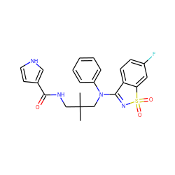 CC(C)(CNC(=O)c1cc[nH]c1)CN(C1=NS(=O)(=O)c2cc(F)ccc21)c1ccccc1 ZINC000064573278