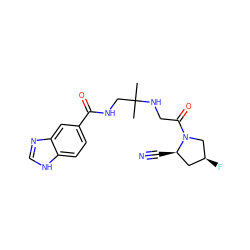 CC(C)(CNC(=O)c1ccc2[nH]cnc2c1)NCC(=O)N1C[C@@H](F)C[C@H]1C#N ZINC000040423360