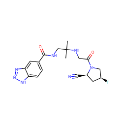 CC(C)(CNC(=O)c1ccc2[nH]nnc2c1)NCC(=O)N1C[C@@H](F)C[C@H]1C#N ZINC000038279476