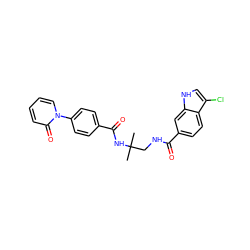 CC(C)(CNC(=O)c1ccc2c(Cl)c[nH]c2c1)NC(=O)c1ccc(-n2ccccc2=O)cc1 ZINC000028822829