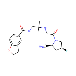 CC(C)(CNC(=O)c1ccc2c(c1)CCO2)NCC(=O)N1C[C@@H](F)C[C@H]1C#N ZINC000040423800