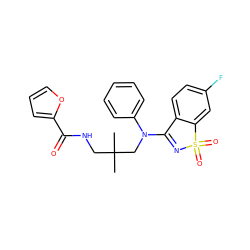 CC(C)(CNC(=O)c1ccco1)CN(C1=NS(=O)(=O)c2cc(F)ccc21)c1ccccc1 ZINC000064560364