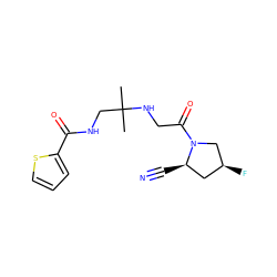 CC(C)(CNC(=O)c1cccs1)NCC(=O)N1C[C@@H](F)C[C@H]1C#N ZINC000040424048