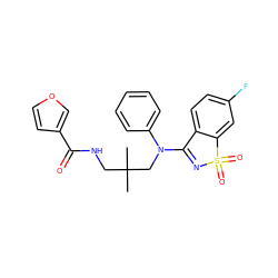 CC(C)(CNC(=O)c1ccoc1)CN(C1=NS(=O)(=O)c2cc(F)ccc21)c1ccccc1 ZINC000064560365