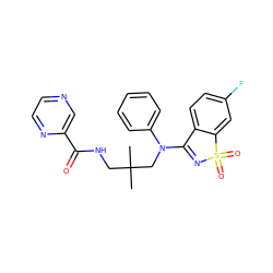 CC(C)(CNC(=O)c1cnccn1)CN(C1=NS(=O)(=O)c2cc(F)ccc21)c1ccccc1 ZINC000064560186