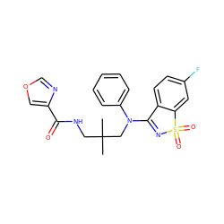 CC(C)(CNC(=O)c1cocn1)CN(C1=NS(=O)(=O)c2cc(F)ccc21)c1ccccc1 ZINC000064560234