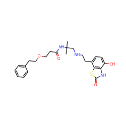 CC(C)(CNCCc1ccc(O)c2[nH]c(=O)sc12)NC(=O)CCOCCc1ccccc1 ZINC000072109869