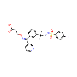 CC(C)(CNS(=O)(=O)c1ccc(I)cc1)c1cccc(/C(=N\OCCC(=O)O)c2cccnc2)c1 ZINC000027762172