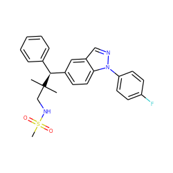 CC(C)(CNS(C)(=O)=O)[C@@H](c1ccccc1)c1ccc2c(cnn2-c2ccc(F)cc2)c1 ZINC000096283846