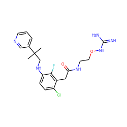 CC(C)(CNc1ccc(Cl)c(CC(=O)NCCONC(=N)N)c1F)c1cccnc1 ZINC000028956093