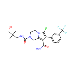 CC(C)(CO)CNC(=O)N1CCn2c(Cl)c(-c3cccc(C(F)(F)F)c3)c(C(N)=O)c2C1 ZINC000223392918