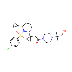 CC(C)(CO)N1CCN(C(=O)CC2([C@H]3CCC[C@@H](C4CC4)N3S(=O)(=O)c3ccc(Cl)cc3)CC2)CC1 ZINC000028950686