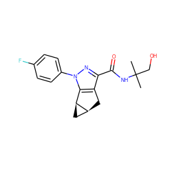 CC(C)(CO)NC(=O)c1nn(-c2ccc(F)cc2)c2c1C[C@H]1C[C@@H]21 ZINC000299826159