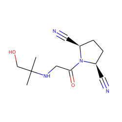 CC(C)(CO)NCC(=O)N1[C@H](C#N)CC[C@@H]1C#N ZINC000013687408