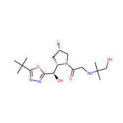 CC(C)(CO)NCC(=O)N1C[C@@H](F)C[C@H]1[C@@H](O)c1nnc(C(C)(C)C)o1 ZINC000038965465