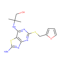 CC(C)(CO)Nc1nc(SCc2ccco2)nc2nc(N)sc12 ZINC000028820834