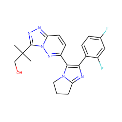 CC(C)(CO)c1nnc2ccc(-c3c(-c4ccc(F)cc4F)nc4n3CCC4)nn12 ZINC000063298152