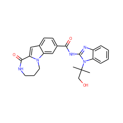 CC(C)(CO)n1c(NC(=O)c2ccc3cc4n(c3c2)CCCNC4=O)nc2ccccc21 ZINC000218243052