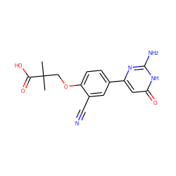 CC(C)(COc1ccc(-c2cc(=O)[nH]c(N)n2)cc1C#N)C(=O)O ZINC000095585206